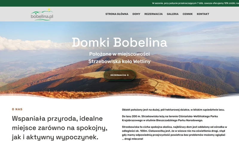 Strona internetowa Bobelina.pl - turystyka, Strzebowiska