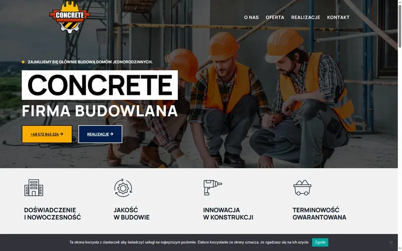 Strona internetowa Concrete – Firma Budowlana, Lędziny - budownictwo, Lędziny