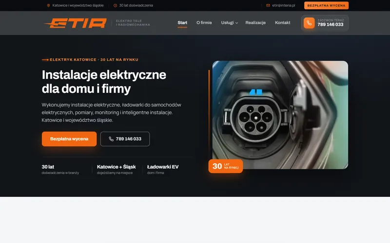 Strona internetowa ETIR – Elektryk Katowice - energia i oze, Katowice
