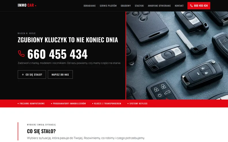 Strona internetowa Immocar.pl - motoryzacja, Kielce