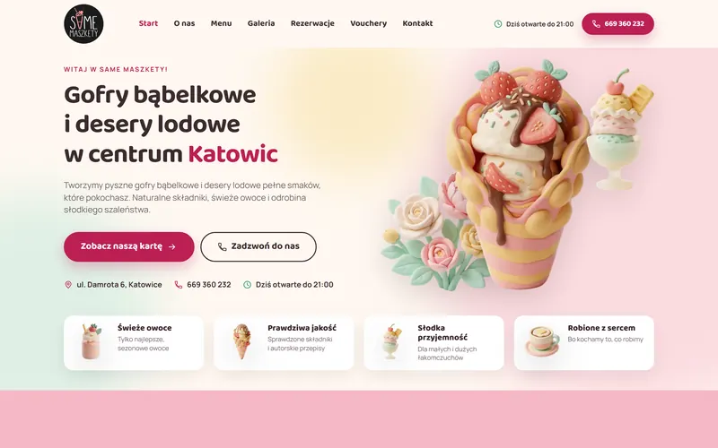 Strona internetowa Samemaszkety.pl - gastronomia, Katowice