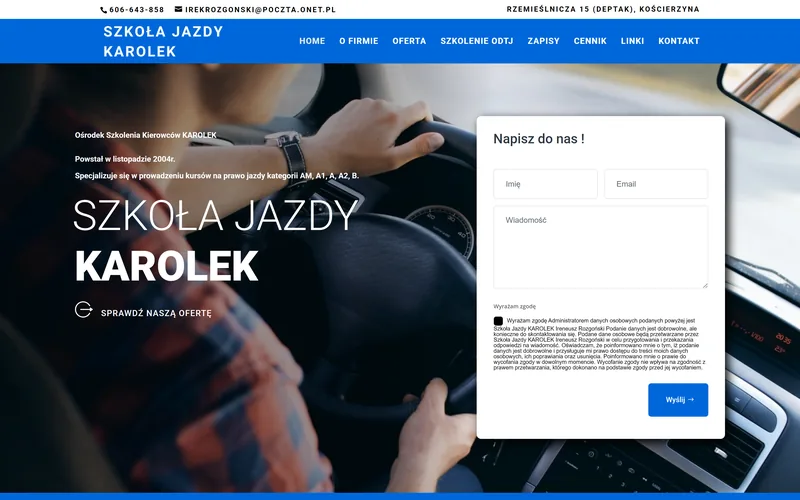 Strona internetowa szkolajazdykarolek.pl