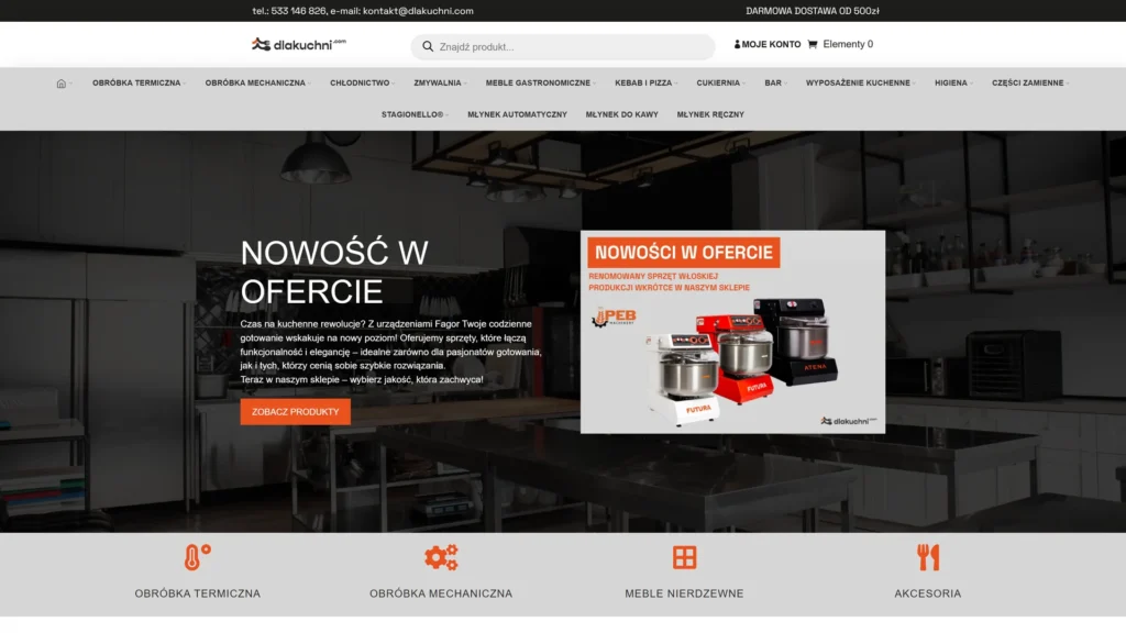 Strona internetowa Dlakuchni.com - e-commerce, Poznan