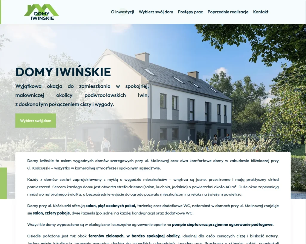 Strona internetowa Domyiwinskie.pl - budownictwo, Wrocław