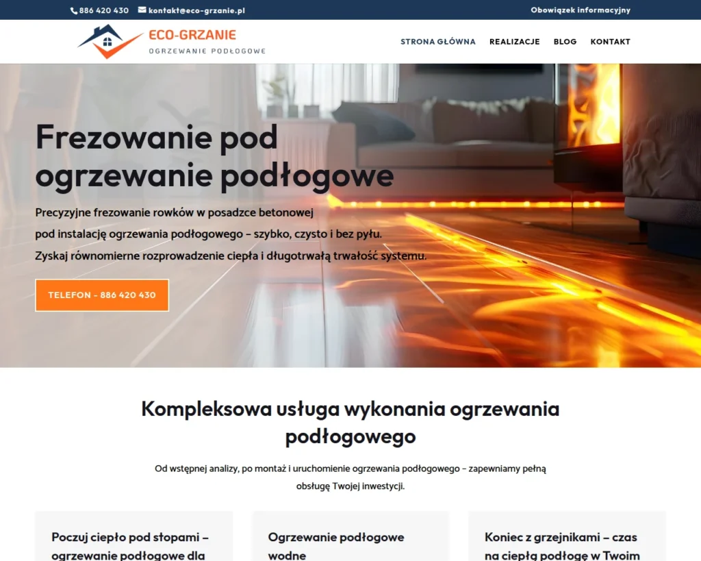 Strona internetowa Ecogrzanie.pl - usługi dla domu