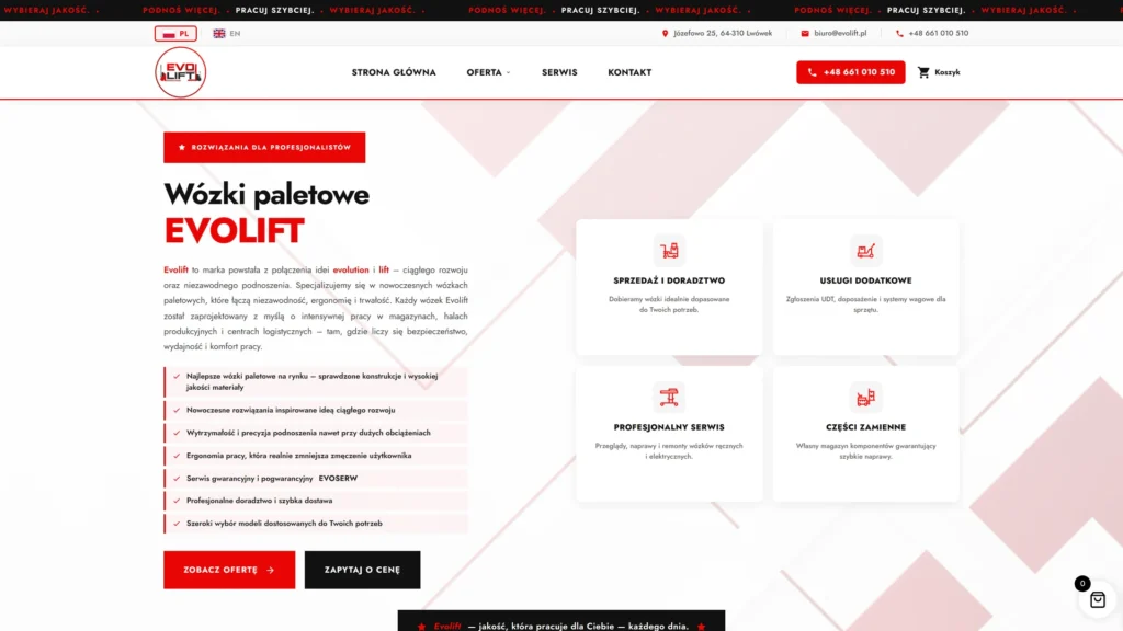 Strona internetowa Evolift.pl - przemysł, Lwówek