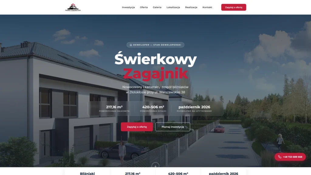 Strona internetowa Finamodomy.pl - budownictwo, Złotokłos