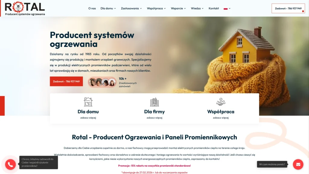 Strona internetowa Rotal.pl - energia i oze, Szczecin