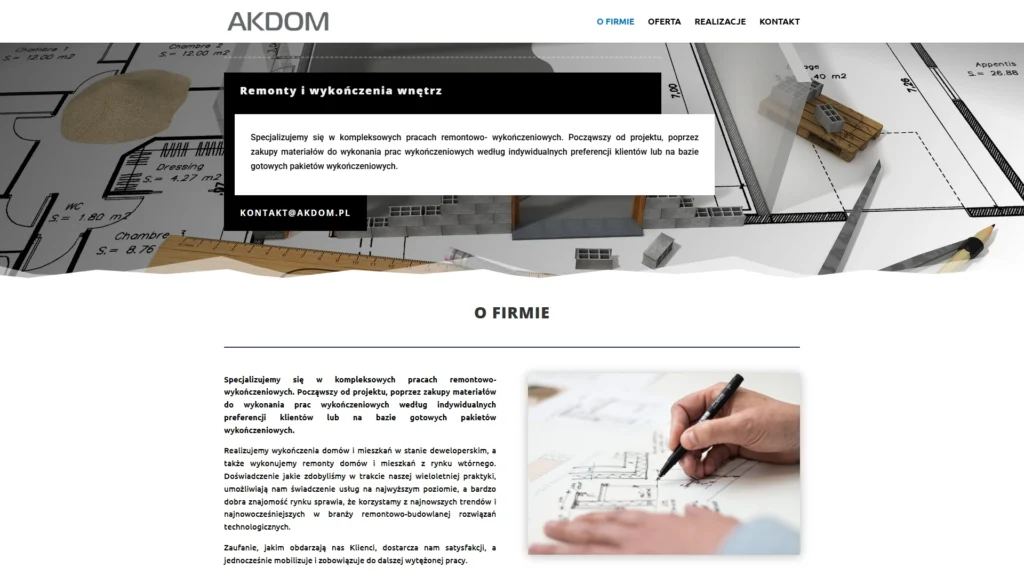 Strona internetowa Akdom.pl - budownictwo
