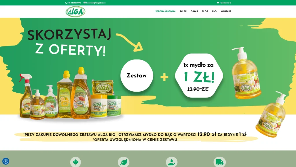 Strona internetowa Algabio.eu - e-commerce