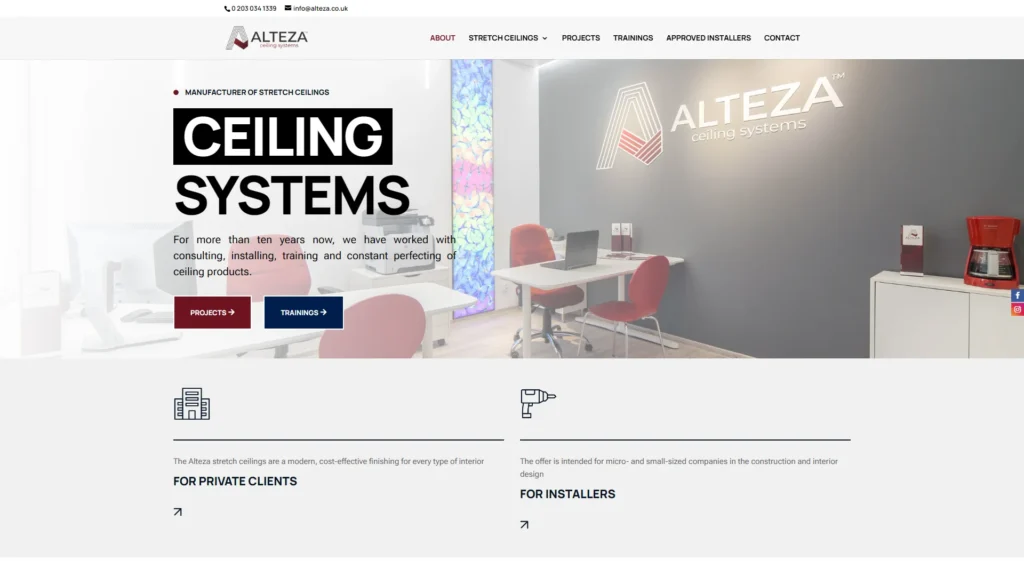Strona internetowa Alteza.co.uk - usługi dla domu