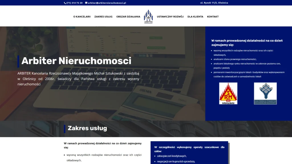 Strona internetowa Arbiternieruchomosci.pl - wynajem, Oleśnica