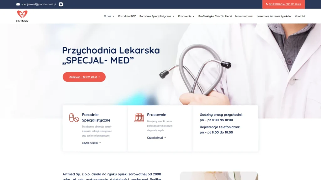 Strona internetowa Artmedzabrze.pl - medycyna, Zabrze