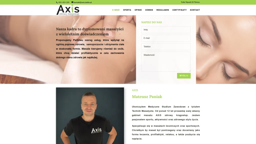 Strona internetowa Axis.lublin.pl - uroda, Lublin