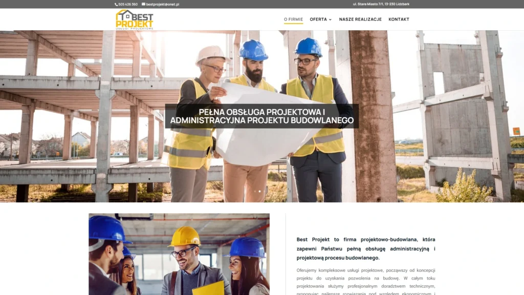 Strona internetowa Bestprojekt.pl - budownictwo, Lidzbark