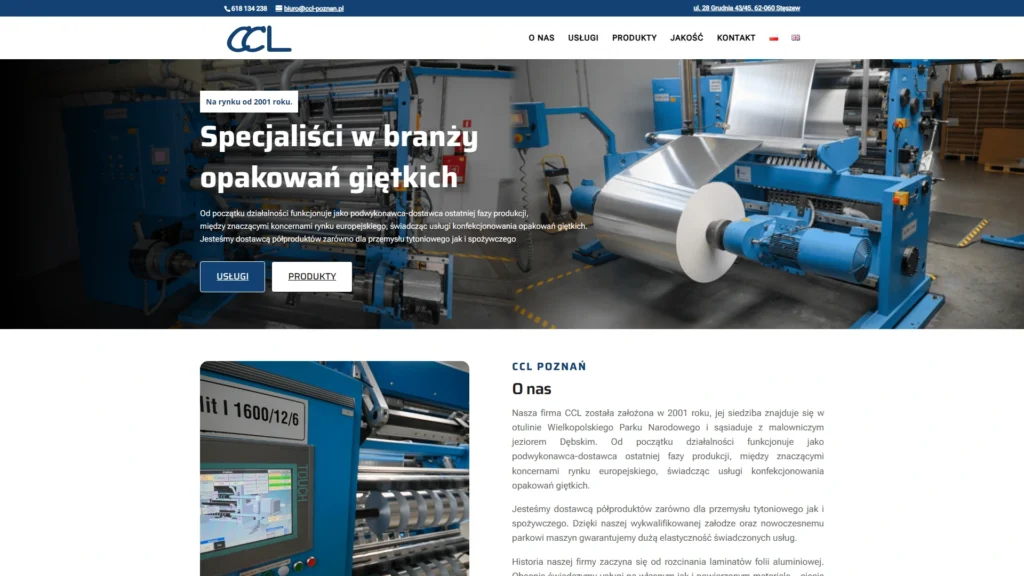 Strona internetowa Cclpoznan.pl - przemysł, Stęszew