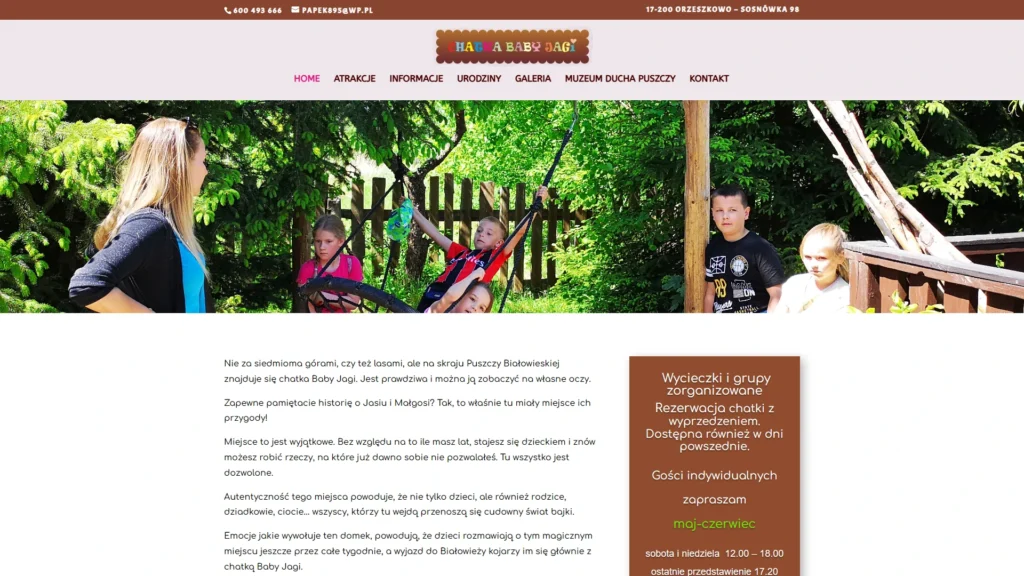Strona internetowa Chatkababyjagi.pl - turystyka, Białowieża