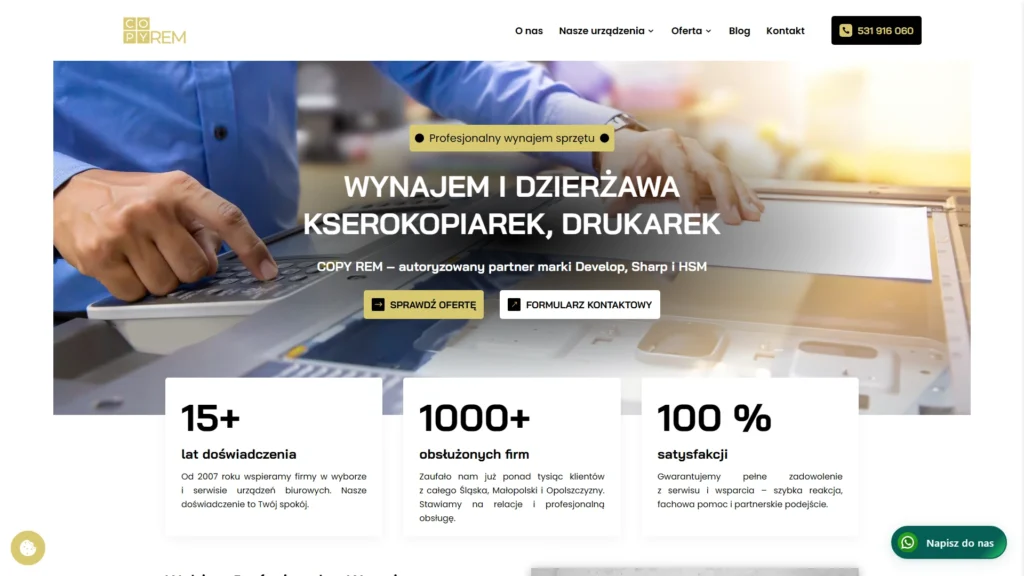Strona internetowa Copyrem.pl - wynajem, Katowice