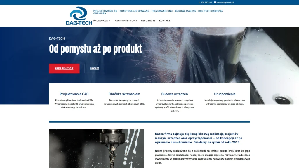 Strona internetowa Dagtech.pl - przemysł, Dąbrowa Górnicza