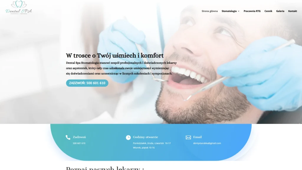Strona internetowa Dentystarabka.pl - medycyna, Rabka-Zdrój