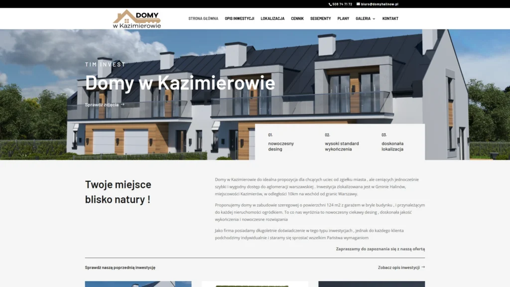 Strona internetowa Domykazimierow.pl - budownictwo, Halinów