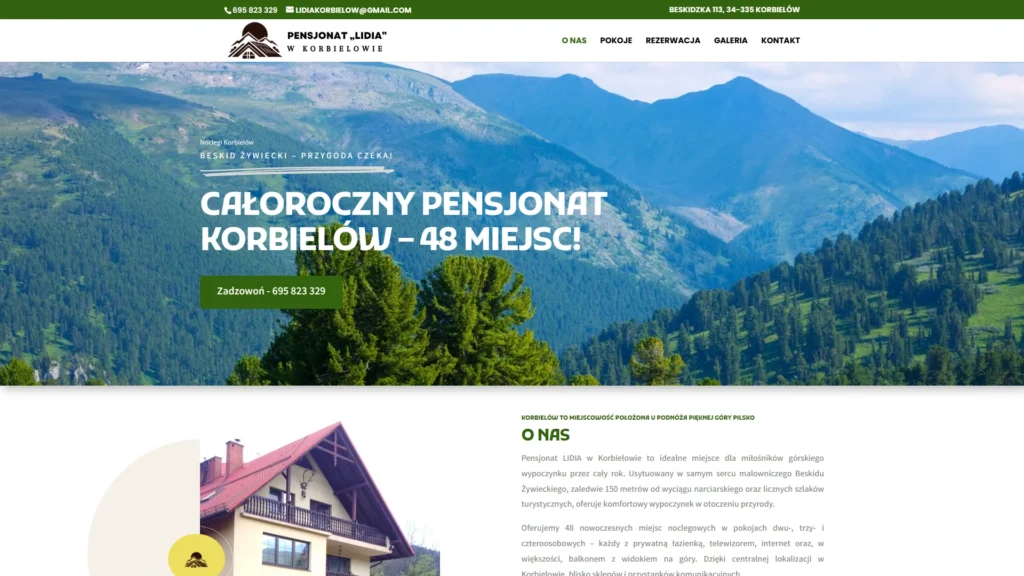 Strona internetowa Dwlidia.pl - turystyka, Korbielów
