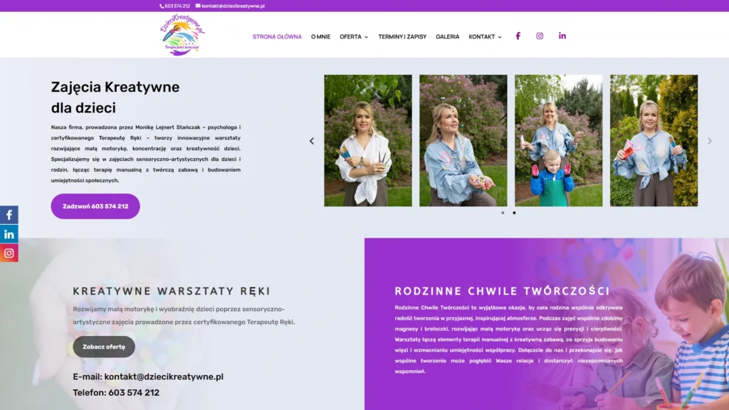 Strona internetowa Dziecikreatywne.pl - edukacja, Komorów