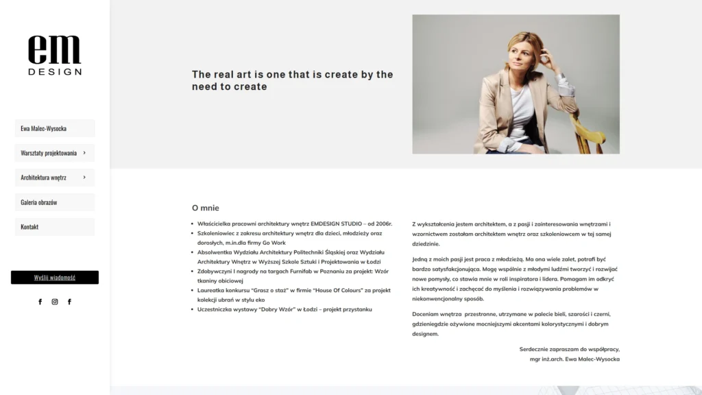 Strona internetowa Emdesign.com.pl - meble