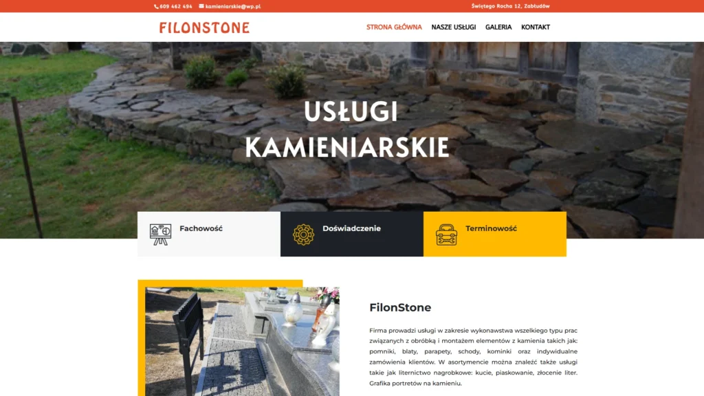Strona internetowa Filonstone.pl - budownictwo, Zabłudów