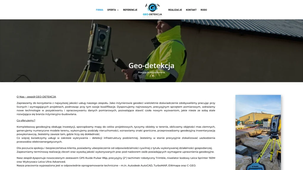 Strona internetowa Geodetekcja.pl - budownictwo, Janikowo