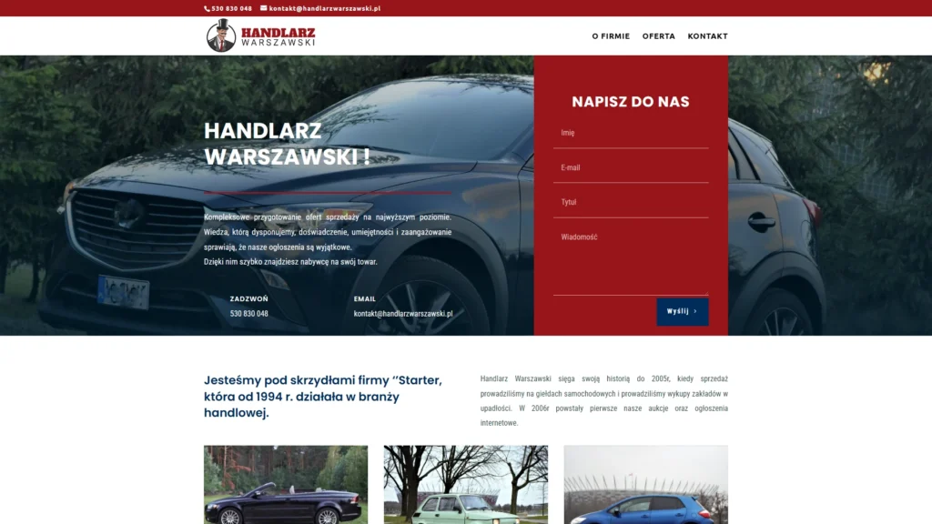 Strona internetowa Handlarzwarszawski.pl - reklama