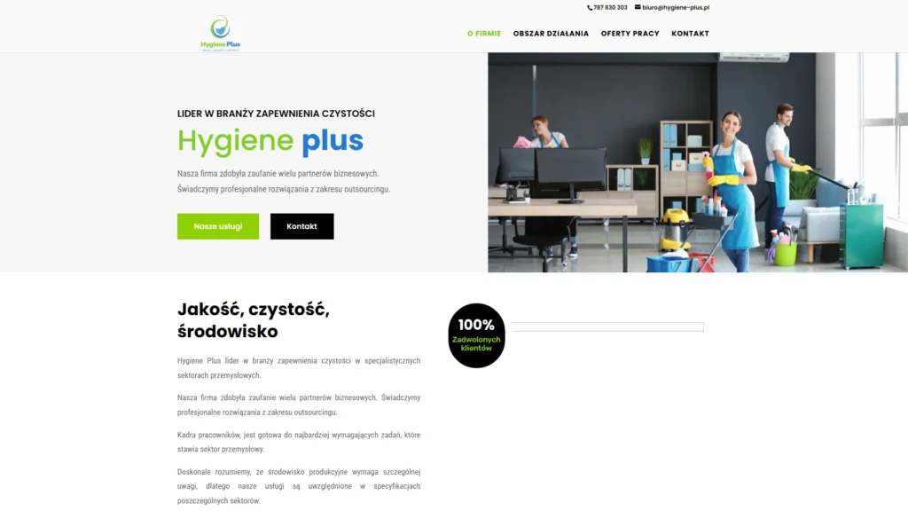Strona internetowa Hygieneplus.pl - usługi dla domu
