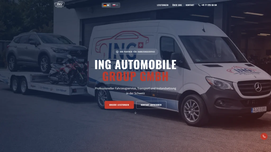 Strona internetowa Ingautomobilegroup.ch - motoryzacja