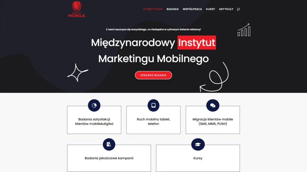 Strona internetowa Instytutmobile.pl - edukacja