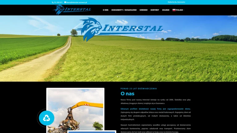 Strona internetowa interstal-surowce.pl