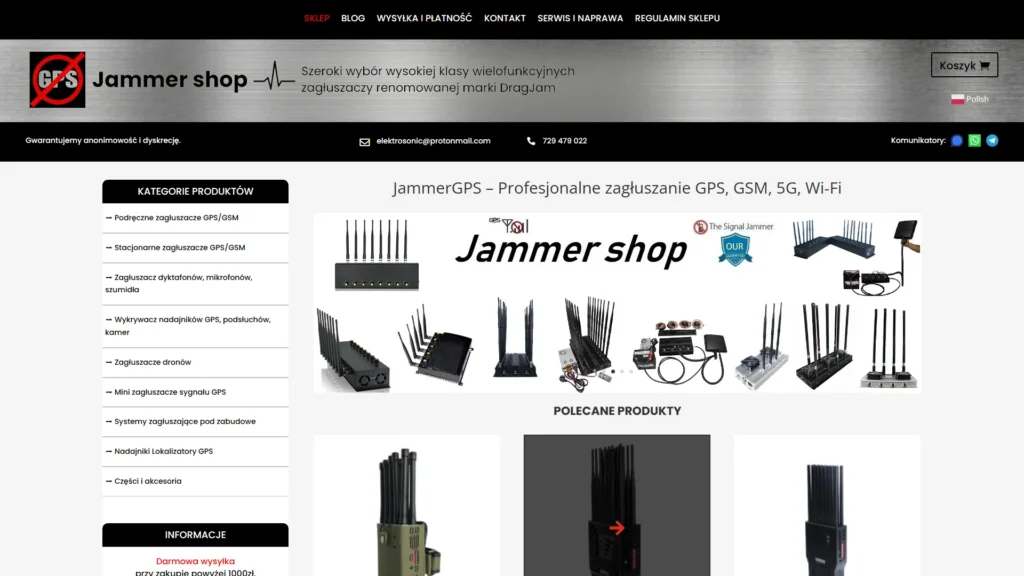 Strona internetowa Jammergps.pl - e-commerce