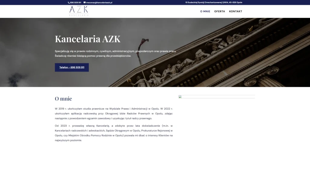 Strona internetowa Kancelariaazk.pl - prawo, Opole