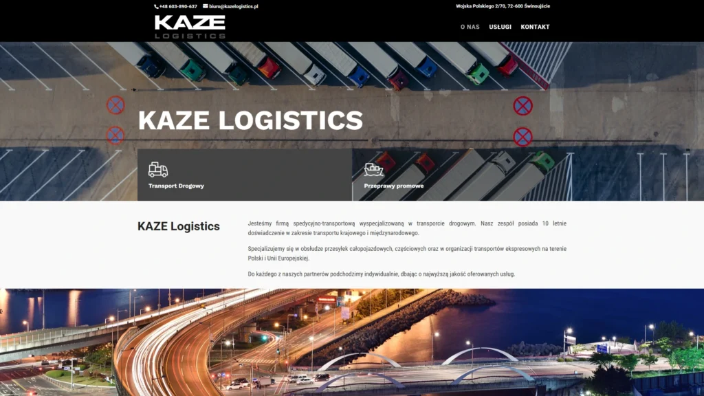 Strona internetowa Kazelogistics.pl - transport, Świnoujście