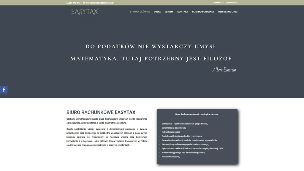 Strona internetowa Ksiegowosceasytax.pl - finanse