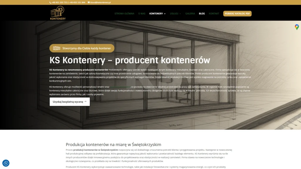 Strona internetowa Kskontenery.pl - budownictwo, Kielce