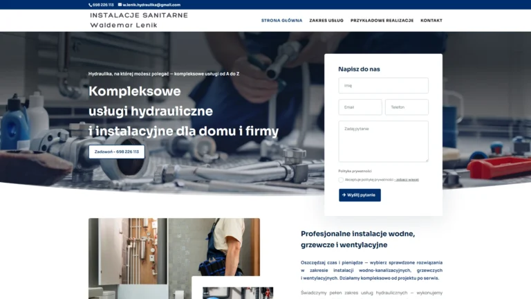 Strona internetowa lenik-hydraulika.pl