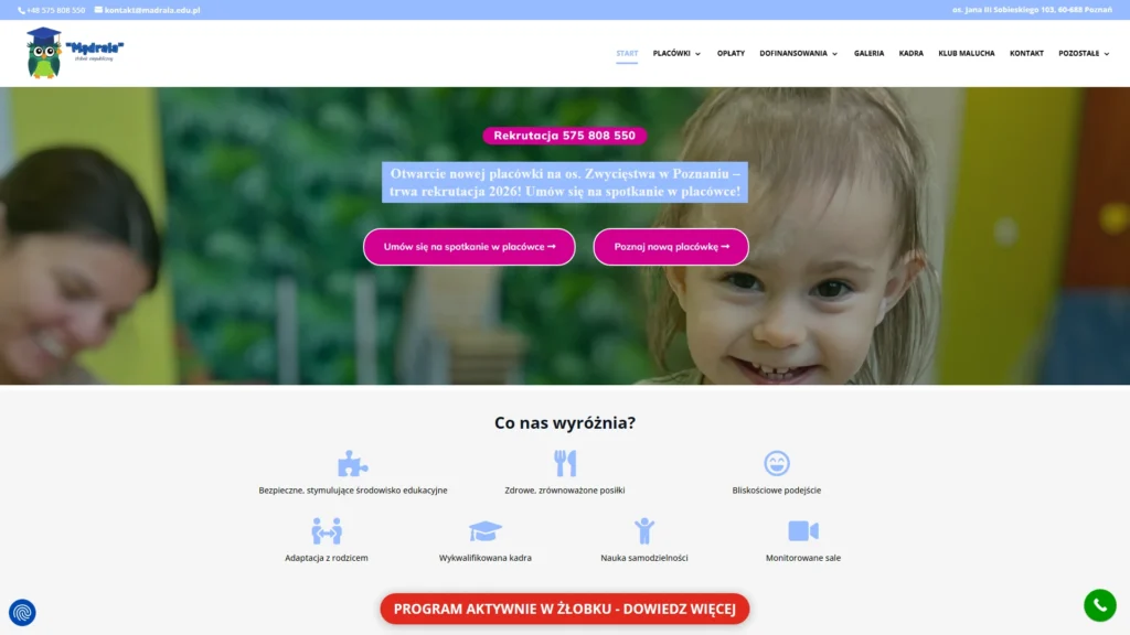 Strona internetowa Madrala.edu.pl - edukacja, Poznan