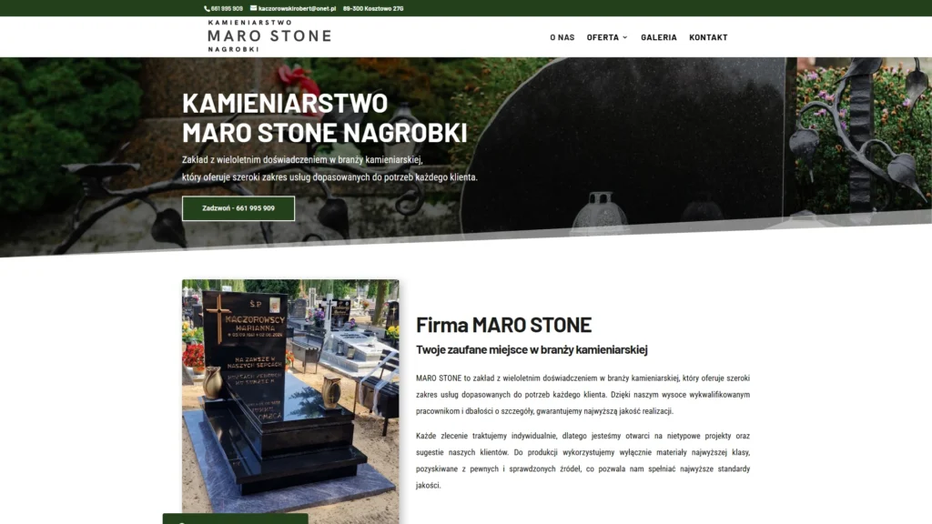 Strona internetowa Marostone.pl - usługi pogrzebowe, Kosztowo