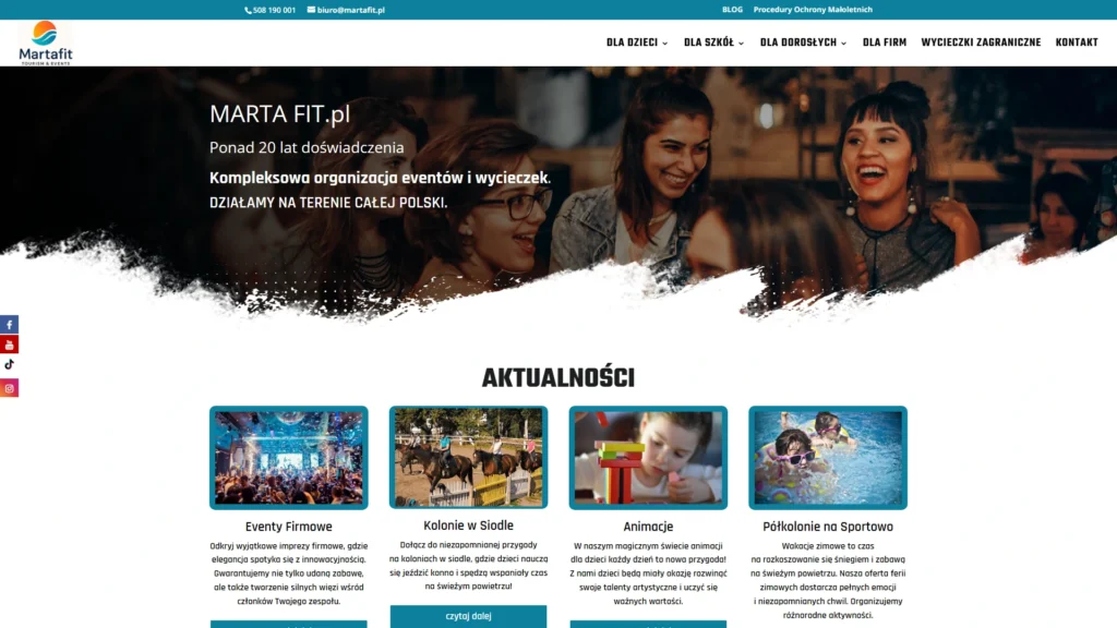 Strona internetowa Martafit.pl - edukacja