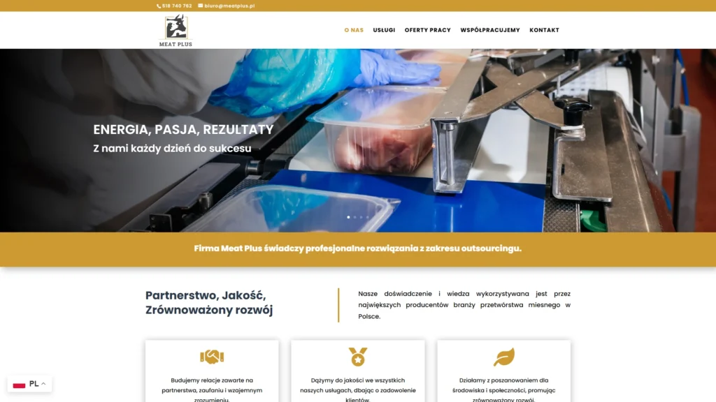 Strona internetowa Meatplus.pl - praca