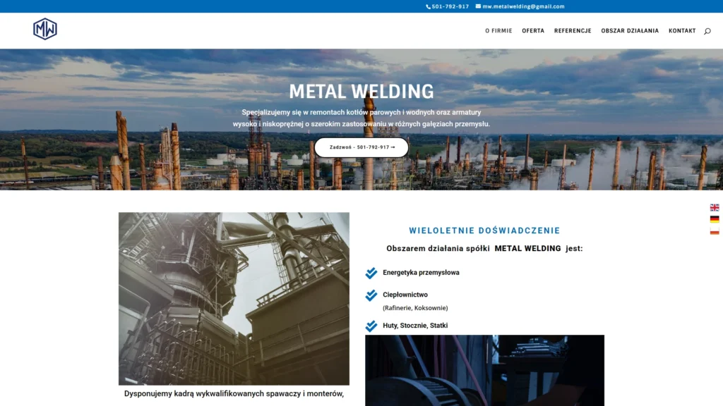 Strona internetowa Metalwelding.pl - przemysł