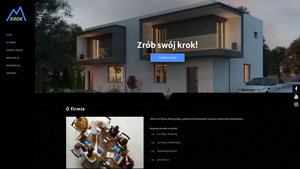Strona internetowa Mkrok.pl - budownictwo