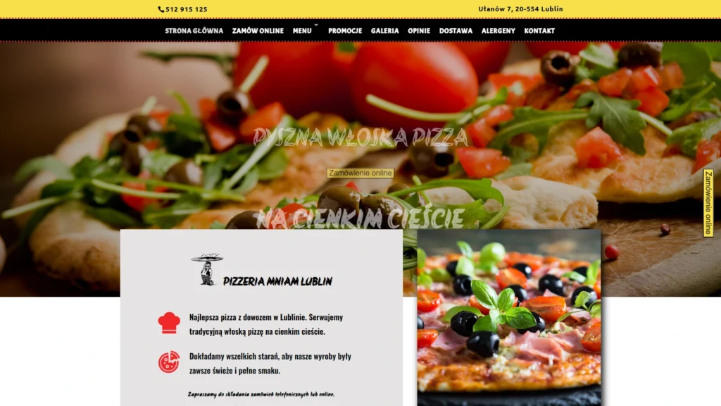Strona internetowa Mniamlublin.pl - gastronomia, Lublin