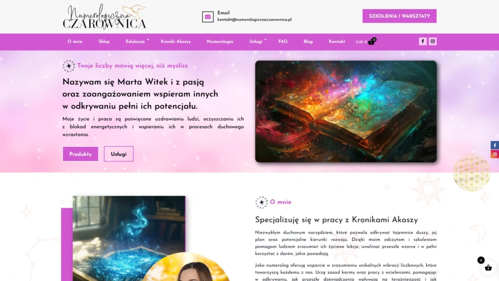 Strona internetowa Numerologicznaczarownica.pl - psychologia