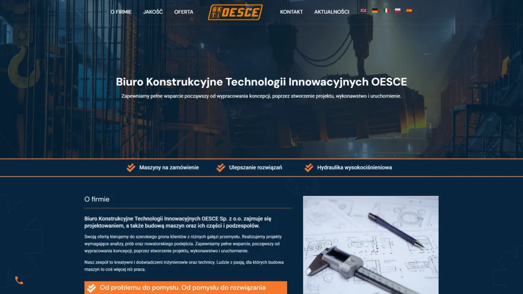 Strona internetowa Oesce.pl - przemysł, Tychy